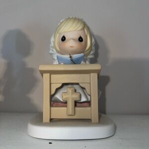 Precious Moments Blonde Figurine with Blue Book